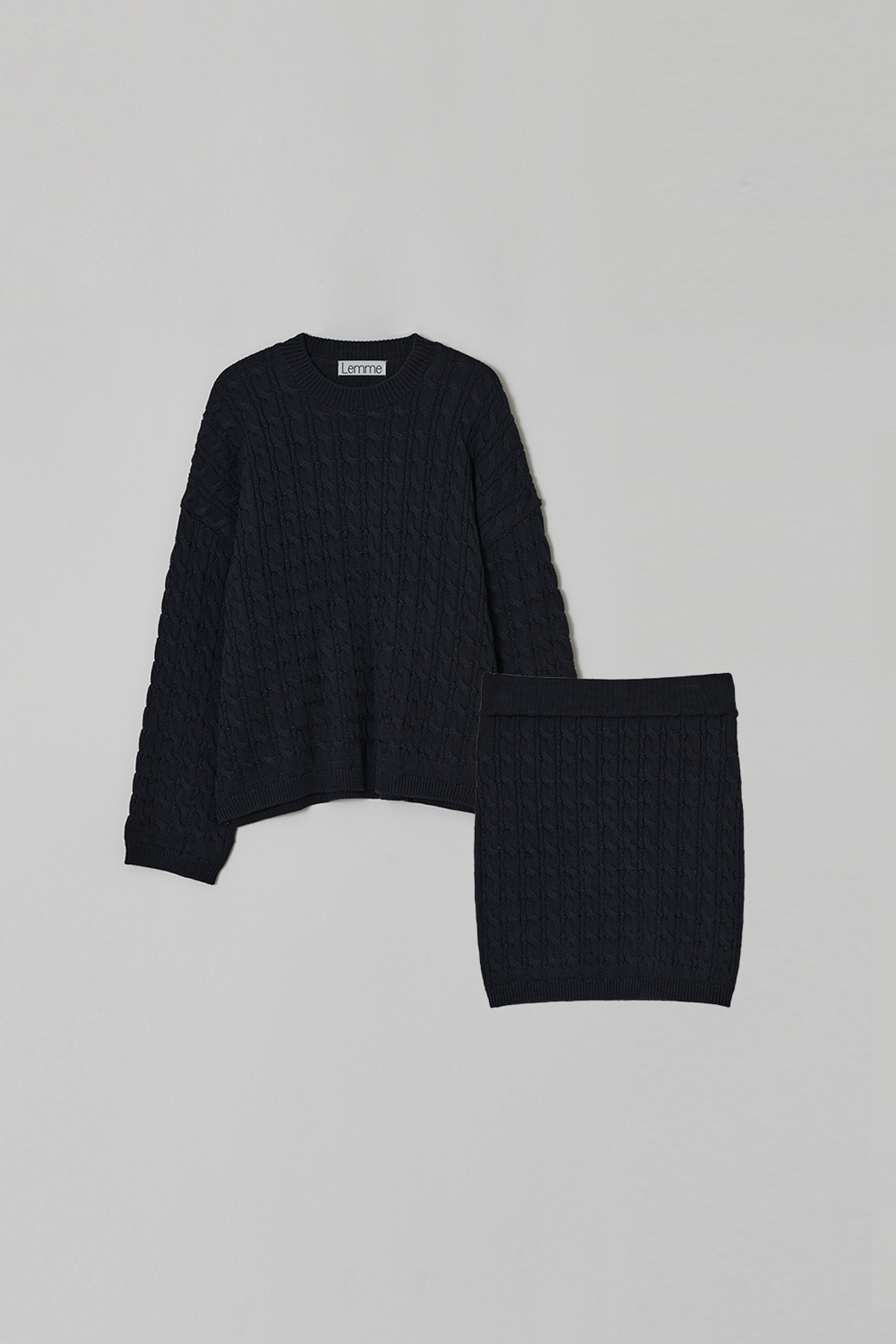 CABLE KNIT SET , DARK NAVY
