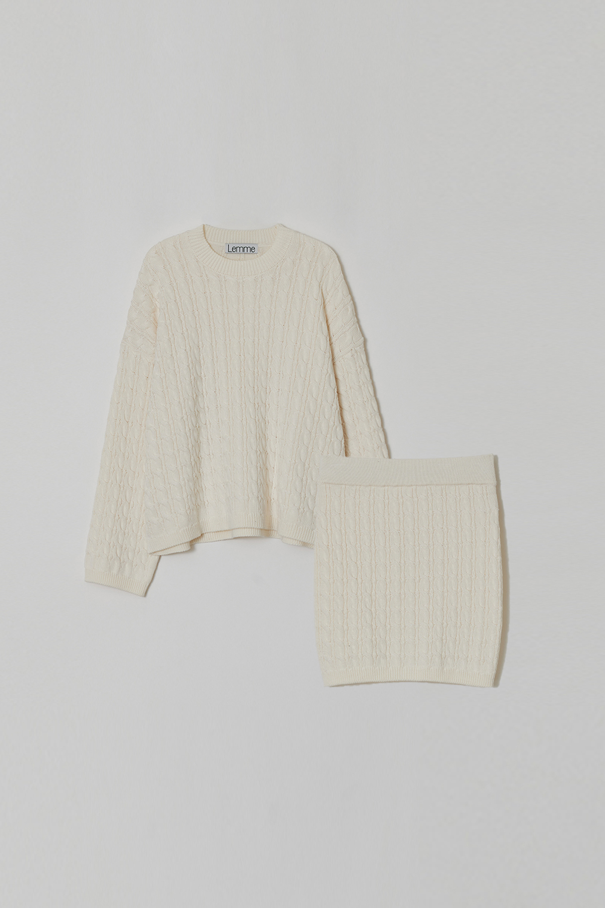 CABLE KNIT SET , IVORY